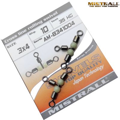 ТРОЙНИ ВИРБЕЛИ MISTRALL CROSS LINE ROLLING SWIVEL 3x4 10 бр/8341004