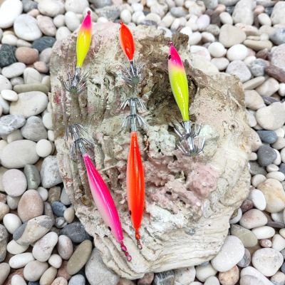 5 бр, UV  Фосфорни калмарки за морски риболов 7 см 3 гр
