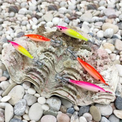 5 бр, UV  Фосфорни калмарки за морски риболов 7 см 3 гр