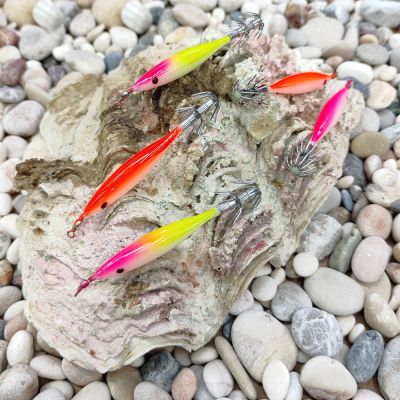 5 бр, UV  Фосфорни калмарки за морски риболов 7 см 3 гр