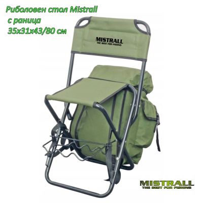 Риболовен стол Mistrall с раница 35x31x43/80 см